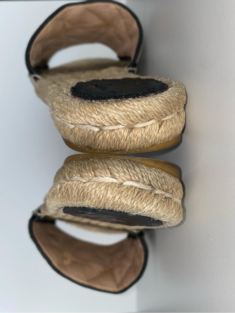 Authentic Gucci Beige Espadrilles Slide Sandals with Gold Double GG - Picture 7 of 11